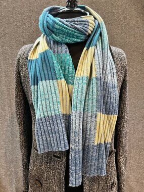 12x72 kate spade mouline patch blue turquoise english rib knit wool scarf long